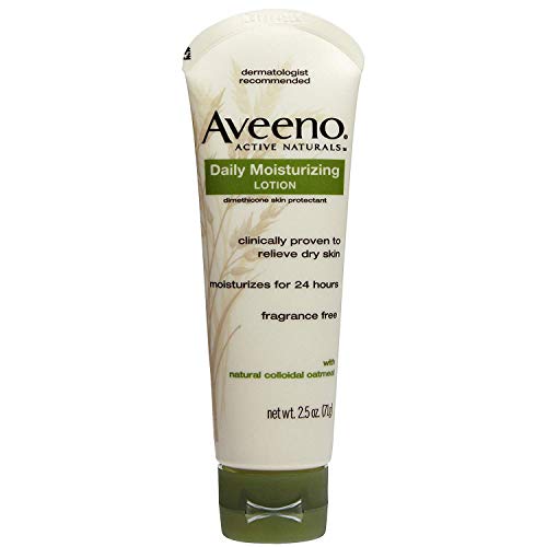 Image of Aveeno Daily Moisturizing Body Lotion with Soothing Oat and Rich Emollients to Nourish Dry Skin, Fragrance-Free, 2.5 fl. oz (Pack of 2)