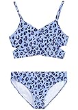 Kanu Surf Girls' Coral Reef Sport Wrap Around Bikini 2-Piece Swimsuit, Beach Leopard Purple, 12