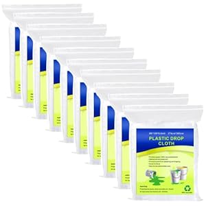 10 Pieces Plastic Drop Sheets for Painting, Waterproof and Dust-Proof Clear Cloth for Furniture Cover, 9×12 Feet Tarps
