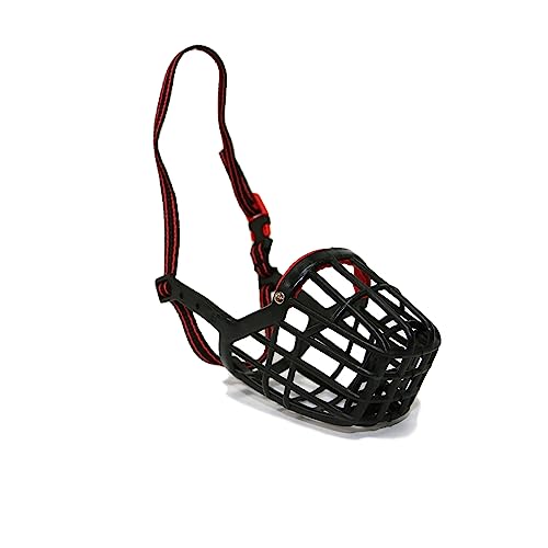 Ancol Dog Muzzle Gentle Strong Secure Basket Style for Aggressive Pets - Durable Plastic Biting Control Black - 30cm L x 10.5cm W - Size 8