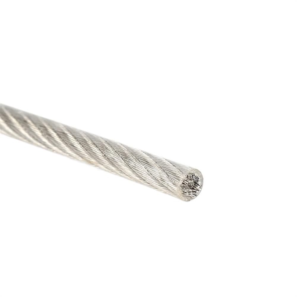 Filo Di Acciaio 50M 0.8/1.5/2/2.5/3/4mm 7x7 Cavo flessibile rivestito in PVC Cavo flessibile in acciaio inossidabile 304 Stendibiancheria in acciaio inossidabile Filo Di Acciaio(2.5mm after coating)