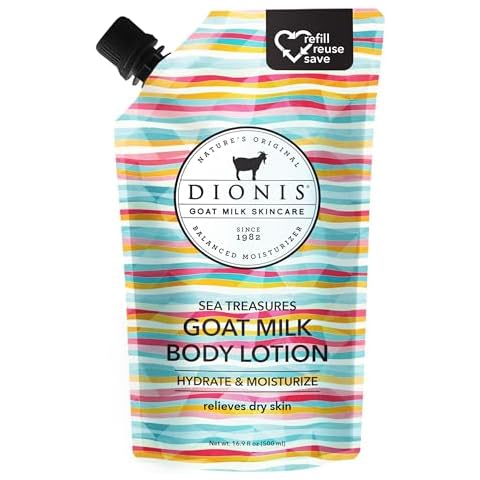 Dionis Goat Milk Skincare Body Lotion 16.9oz Refill Pouch, Cruelty Free Clean Ingredients & Dermatologist Tested Lotion for Dry Skin, Hydrating & Deeply Moisturizing Rich in Vitamins, Sea Treasures Cover