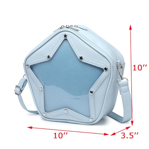 Image of Star PU Ita Crossbody Y2K Aesthetic Clear Pin Window Kawaii Anime Purse | Star Design For Cosplay, Meetups & Daily Y2K Outfits