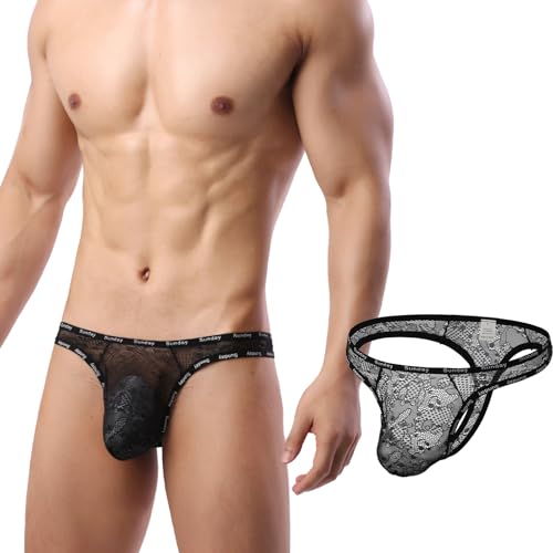 Men Underwear Lace Sexy Briefs Panties Male Underpants Mid Waist Gays Men Thong2