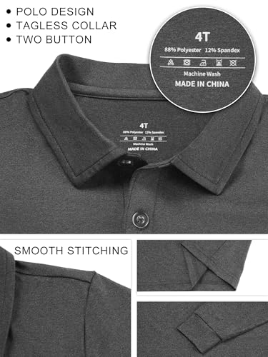 QBK Toddler to Youth Boys' Performance Golf Polo Kids Athletic Moisture Wicking Long Sleeve Shirts School Uniform3