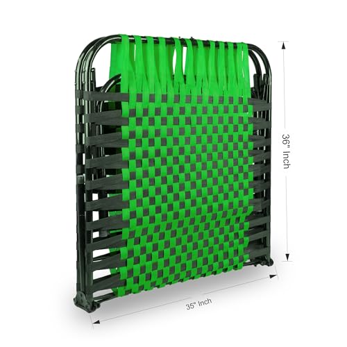 Image of Casa Copenhagen, Portable Single Folding Bed Heavy Duty Metal Cot Khat for Sleeping Bed Space Saving Design Sturdy Synthetic Niwar feet - Green & Charcoal Black