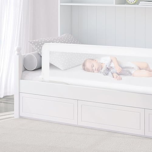 Miniatura 2 de Asalvo Barrera Seguridad Niños, Cama 150 Cm, 2 En 1, Barandilla Cama Niño, Abatible Con Correas Ajustables, Ideal Para Cama Nido, Fácil Instalación, Lavable Y Desmontable, Blanco