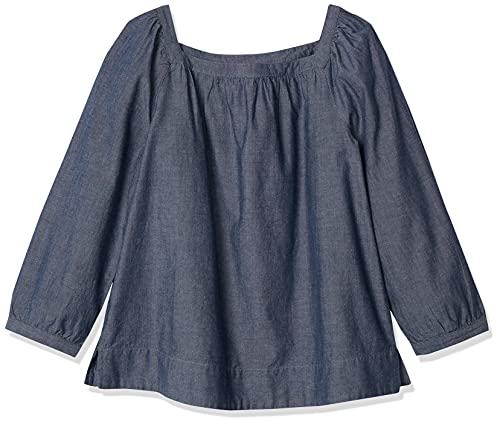 LOOKS by Crewcuts - Top de manga 3/4 con cuello cuadrado para niña, Chambray, 4-5