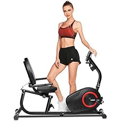 Ancheer Bicicleta De Spinning ANCHEER Bicicleta Estática Reclinable Bicicleta Indoor Resistencia de 8 Niveles, Pantalla LCD, Medición del Pulso, Asiento Ajustable (Negro-3)