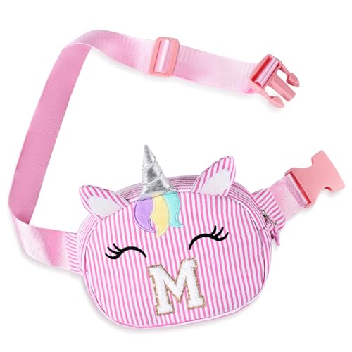 Aganmi Personalized Valentines Day Gifts Toddler Purse Fanny Pack for Girls Cute Adjustable Kids Belt Bag Crossbody Waist Bag Easter Birthday Gifts for 3 4 5 6 7 8 9 10 11 12 Year Old Girl Pink M