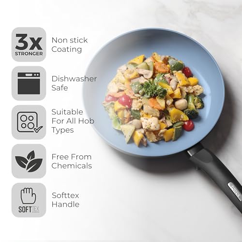 Image of Tower Cerasure 22cm Ceramic Non-Stick Fry Pan /Skillet /Omelette Pan - Low-Oil Cooking, Quick & Even Heating, Gas & Induction Compatible, Soft-Touch Handle, 100% Toxin Free,1.5-Year Warranty