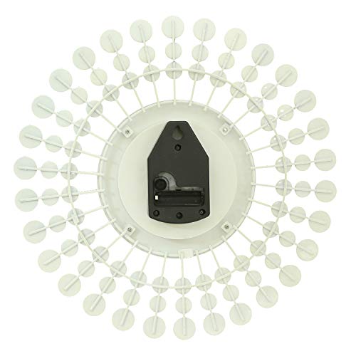 Image of CHRONIKLE Stylish Floral Design Crystal Round Analog Diamond Studded Metal Wall Clock for Living Room Home Decorations Office Gifts (Size: 37 x 5 x 37 CM | Color: Red | Weight: 830 Gram)