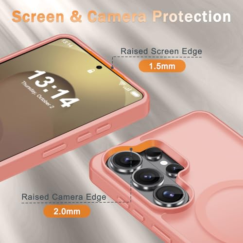 Image of for Samsung Galaxy S26 Ultra Case, Matte Magnetic Phone Cover, Pink | Fit for MagSafe, Screen Protector included, Shockproof Military Grade Protection, Translucent Frosted Back