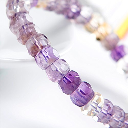 Natural Ametrine Bracelet Amethyst Citrine Crystal Faced Abacus Bead Bracelet 9mm4