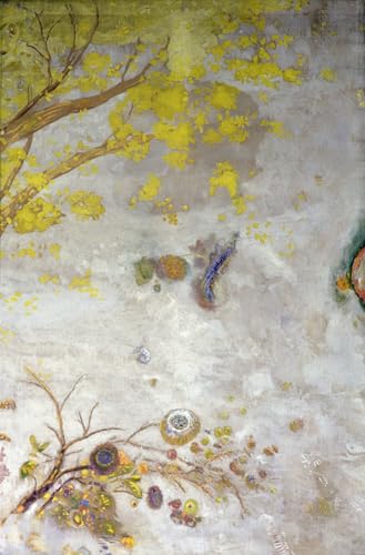 Pintura mural en lienzo de Odilon Redon: cuadro vintage de flores amarillas para pared 60x90cm