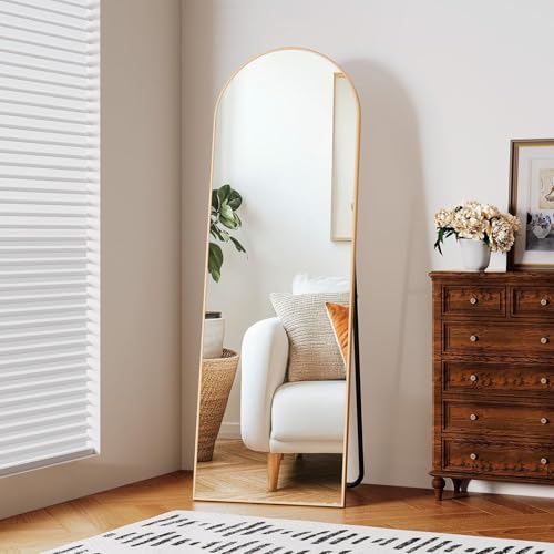 Clevich Grand Miroir sur Pied avec Cadre en Aluminium, 150 x 50 cm, Miroir Mural Arche Posable ou...