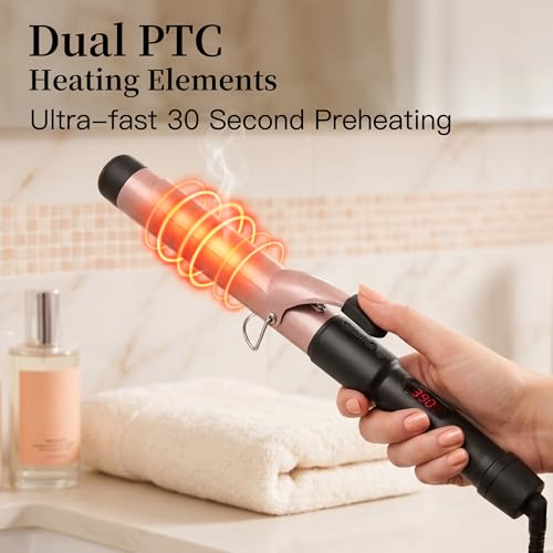 Image of Unlock Your Hair's Potential with MegaWise Pro: 1 1 /4 inch Ceramic Barrel, 60s Fast Heating, Anti-Scald Grip, and Complete Styling Kit for Effortless Glamour!