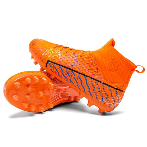 Image of Unisex Soccer Cleats Mens Lightweight No-Tie Lacing System Multi-Surface Football Shoes with Ankle Support for Beginners to Advanced Players