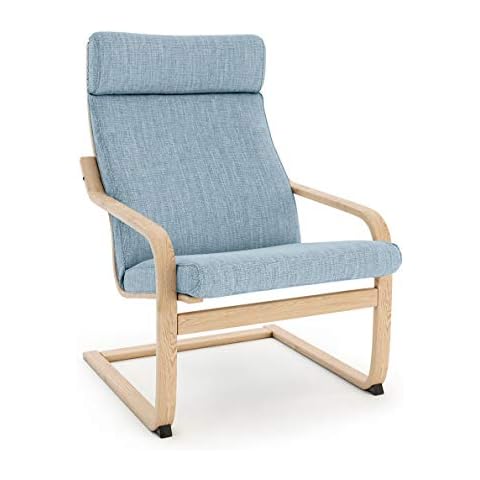 Vinylla Armchair Replacement Cover Compatible with Ikea Poang (Cushion Design 3, Polyester - Light Cyan) Cover
