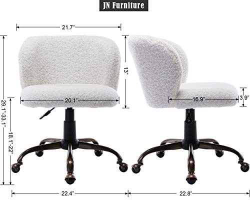 Janoray Home Office Chair Sherpa Desk Chair Mid Century Swivel Height Adjustable Bronze Metal Base For Living Room/Bedroom/Apartment/Dorm, Sherpa-White #TOP6