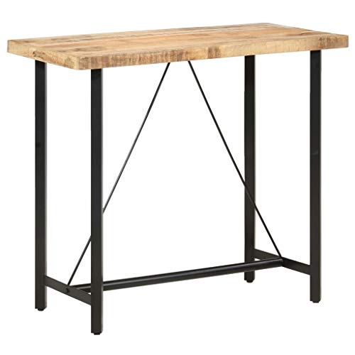 Frdhee Mesa simple para cocina, mesa de comedor moderna, mesa de comedor, mesa de bar 120 x 58 x 107 cm madera de mango rugosa, mesa comedor para oficina, salón, oficina en casa, estable