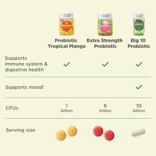 Image of OLLY Big 10 Probiotic, Healthy Gut Microbiome, 10 Billion CFUs - 30 Count