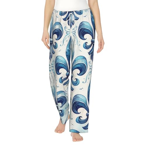 Pantalon de pyjama en polaire femme flanelle motif lys chaud