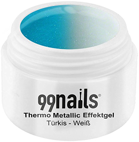 99nails Thermo Metallic Effektgel - Türkis-Weiß, 1er Pack (1 x 5 ml)