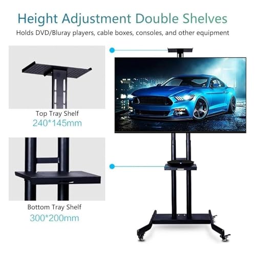 Soporte móvil para TV con ruedas y estantes miniatura 3