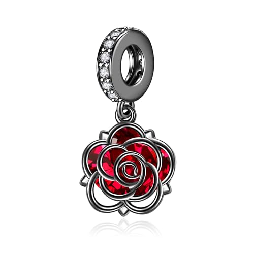Charm de rosa negra con perlas colgantes ONEFINITY para llevar en collares diarios