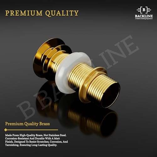 Image of B Backline Brass 5-Inch Pop up Waste Coupling for Wash Basin | 32 MM Full Thread Waste Coupling For Basin (Gold Glossy, 5-INCH)