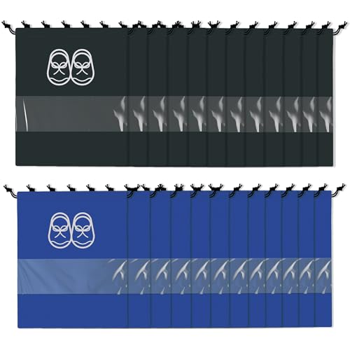 Image of Heart Home Pack of 24 Travel Shoe Organizer | Storage Bags | Travel Carrying Bag | Storage Organizers Set | Shoe Cover with Transparent Window | Shoe Dori Cover | Royal Blue & Black