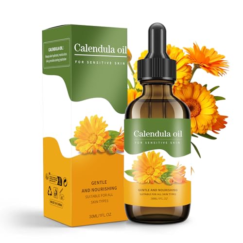 Bmrewax Calendula Oil - 100% Natural Calendula Oil for Anti-Aging Moisturizing Wrinkle Reduction & Skin Firming - for Hair Skin Face Scalp & Body Massage (1 Fl Oz)