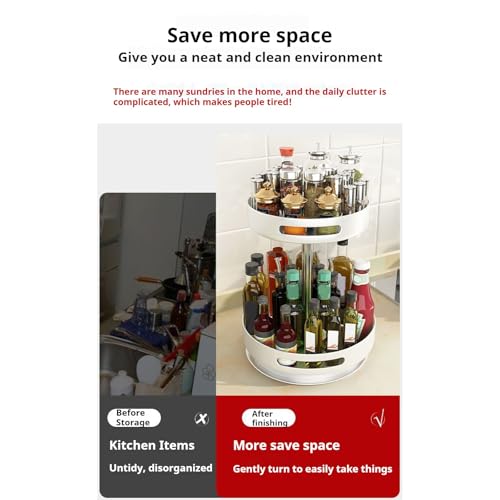 Einstellbarer drehbarer Metallregal-Organizer für Küchentisch, 360-Spin-Gewürz-Rack mit rutschfester Basis, platzsparende Lagerung für Speisekammer, Badezimmer, Büro, stilvolles Wohnkultur-Accessorium