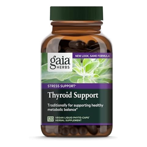 Gaia Herbs Thyroid Support - Made with Ashwagandha, Kelp, Brown Seaweed, and Schisandra to Support Healthy Metabolic Balance and Overall Well-Being - 120 Vegan Liquid Phyto-Capsules (40-Day Supply) Cover