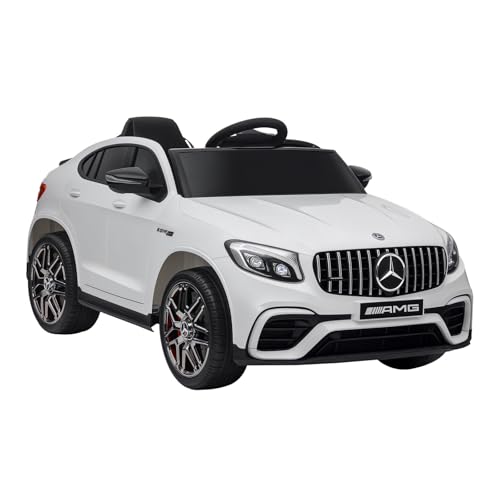 HOMCOM Voiture véhicule électrique Enfants 12 V 35 W V. 3-5 Km/h télécommande Effets sonores + Lumineux Blanc Mercedes GLC AMG