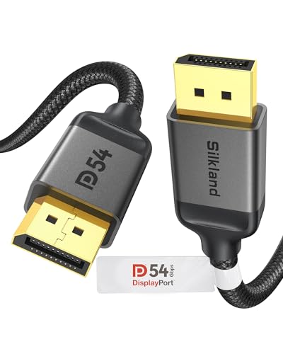 Silkland 16K DisplayPort Cable 2.1 2M [VESA Certified], 4K @ 240Hz/180Hz/360Hz, 8K@120Hz, 16K/10K@60Hz, G-Sync&Free-Sync, HDR, DSC1.2, DP 2.1 Cable 2M for 240Hz Gaming Monitor, PC, 5090 7900 XTX 409 0