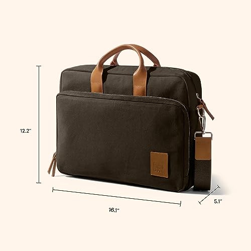 Image of DailyObjects 100% Cotton Canvas Commute Laptop Messenger Bag (19L) for Men & Women | Travel Shoulder With Trolley Sleeve | Metal Zip Closure | Leather Handles | Padded Laptop Compartment For 16 inch