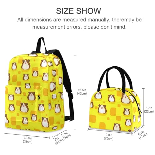 Backpack Lunch Bag Set Cute Mouse Pattern Print, Big Storage Travel Backpacks with Insulated Lunch Box for Office Hiking Picnic2