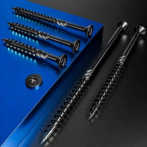 Image of Wensilon 5 /16 * 3 inch Black Deck Screws, (48pcs) 2 lbs.Exterior Wood Screws, Rust Resistant Epoxy Coated, Bronze, Star Bit