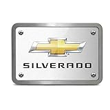 iPick Image - Brushed Silver Graphic Plate Billet Aluminum 2" X 2" inch Tow Hitch Cover - Chevrolet
