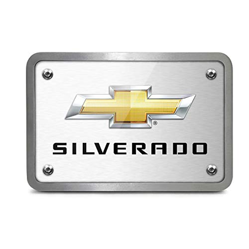 Ipick Image - Brushed Silver Graphic Plate Billet Aluminum 2" X 2" Inch Tow Hitch Cover - Chevrolet Silverado #TOP10