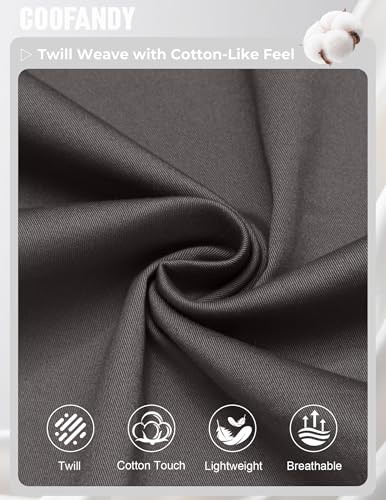 COOFANDY Mens Drawstring Pants Casual Cotton Twill Elastic Waistband Work Pants Relaxed Fit Chino Trousers with Pockets Dark Gray