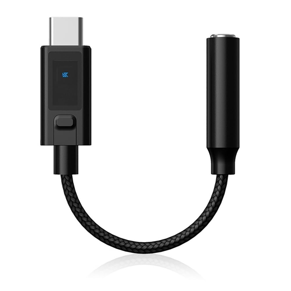 KZ AM02 - Adattatore audio da USB C a 3,5 mm, dongle DAC con modalità EQ a 4 stadi, amplificatore portatile per cuffie Hi-Fi, 96 kHz/24 bit, decodifica senza perdita per iPhone 15/telefoni