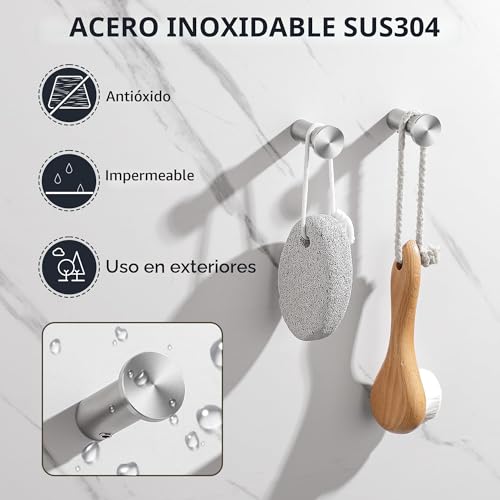 Miniatura 2 de Sayayo Gancho Pared, Colgador Pared Cepillado Gancho Toalla Baño De Acero Inoxidable 2 Piezas Ganchos De Decoración Para Baño, Dormitorio Y Cocina, Egoy001y-Ls-2p