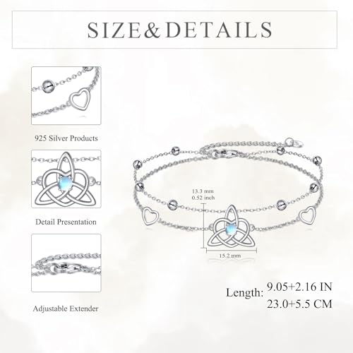 Image of VONALA Evil Eye Anklet 925 Sterling Silver Irish Celtic Knot /Witches Knot /Claddagh /Infinity Heart /Butterfly /Pineapple Chain Hotwife Anklet Foot Ankle Jewerly Gift for Women Mother Wife Sisters