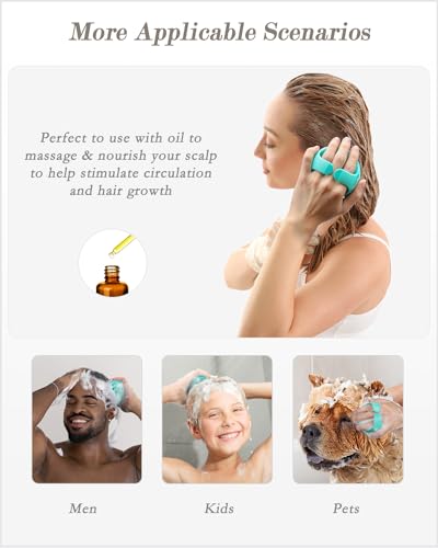 Image of FREATECH Hair Scalp Massager Shampoo Brush with Long & Soft Silicone Bristles for Scalp Care, Gentle Scrub to Exfoliate, Intensive Massage to Relax The Head, Dandruff Removal and Hair Growth, Green