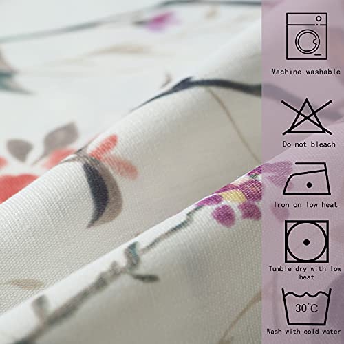 Leeva Window Valances For Laundry Bedroom Living Room, Birds Vines Printed Small Curtains Rod Pocket Vintage Semi-Blackout Valance For Windows, 52 X 18 Inch, Purple Birds, One Panel #TOP5