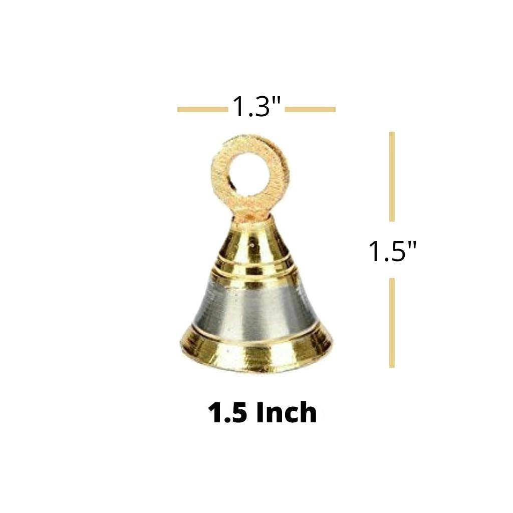UAPAN Brass Pooja Bell with J Hook (Pack of 6, 1 inch) 1