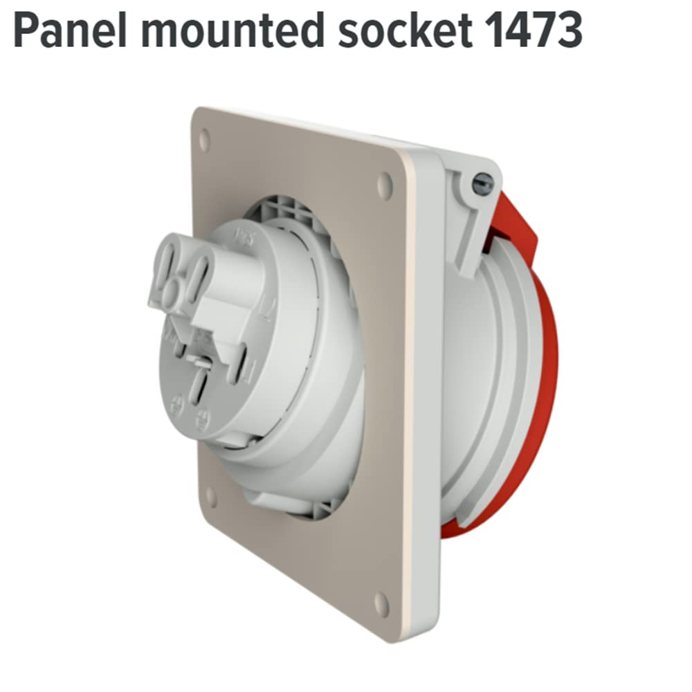 Mennekes (przedsiębiorstwo) 1473 20 stopni panel kątowy montowany, ochrona IP 44, 6 godzin położenia ziemi, 5 biegunów, 16 A, 400 V, czerwony